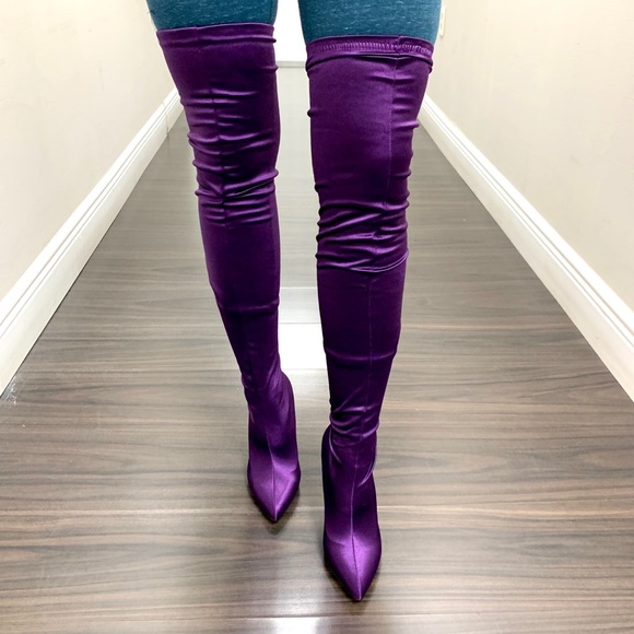 Purple satin over knee heel - Picture 6 of 6